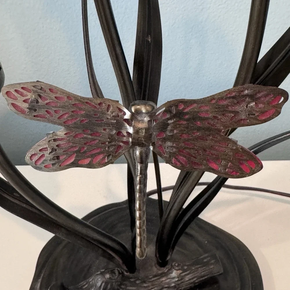 VTG Dale Tiffany Luminarie Tulip Lamp Dragonfly Connoisseur Collection 3 Shade